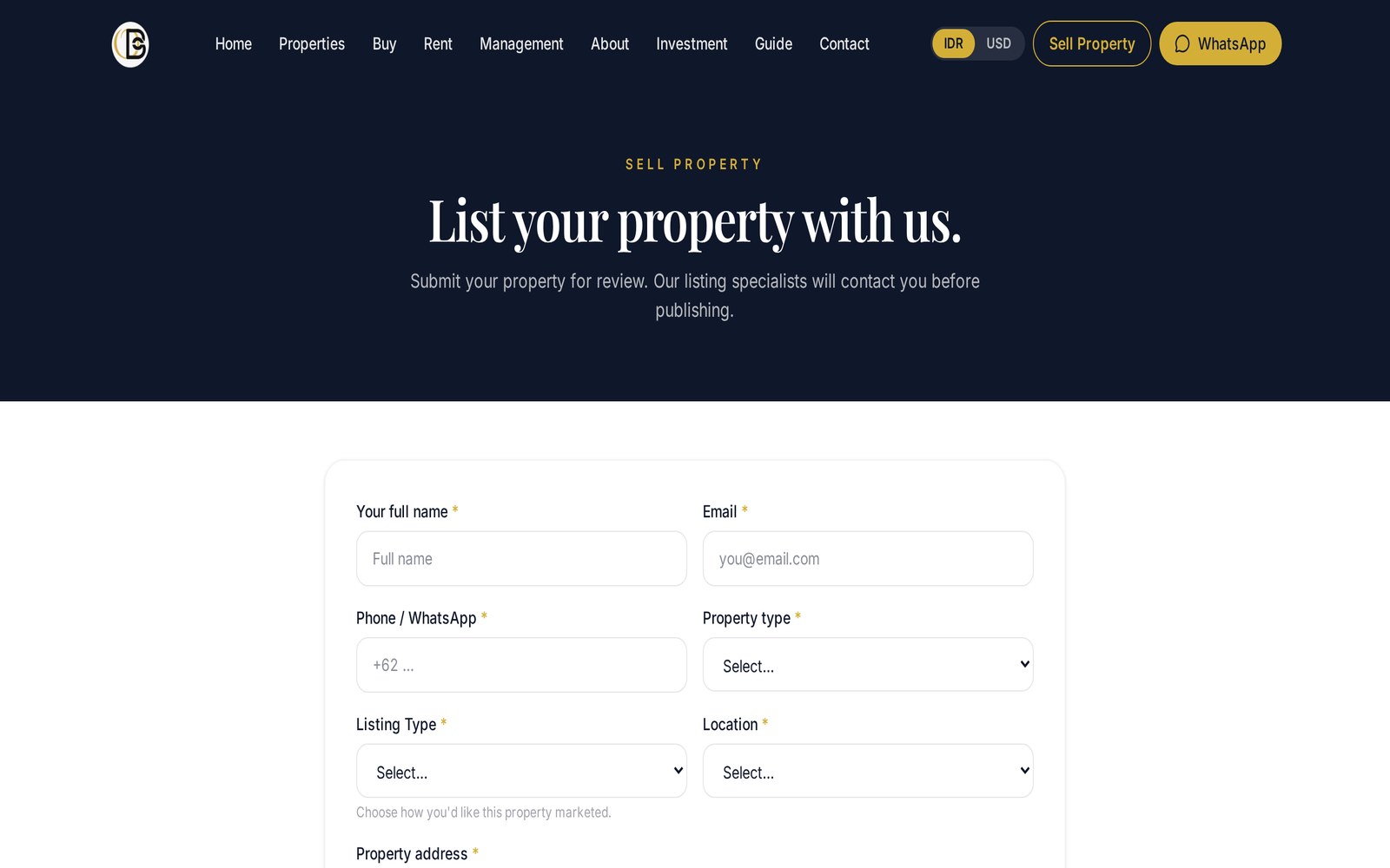 Property Owner Submission System — self-service property submission form by Oshashibaur Real Estate & Property Management